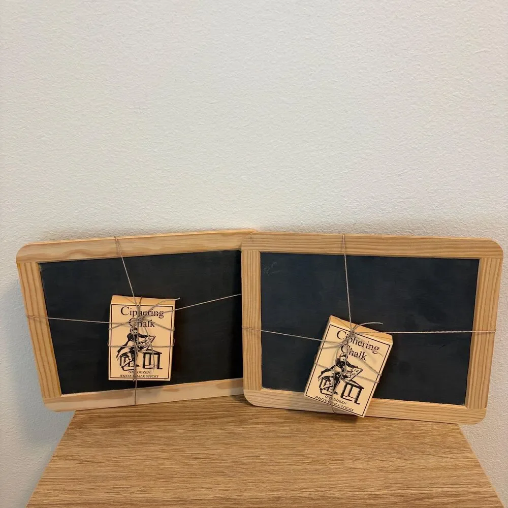 Vintage Framed Chalkboards Set of 2 w/ Original Ciphering Chalk Made in Portugal